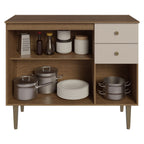 Bajo Mesada para Bacha 105 cm 3 Puertas 2 Cajones (Con Mesada) Marrón/Crema Gourmet Madesa