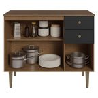 Bajo Mesada para Bacha 105 cm 3 Puertas 2 Cajones (Con Mesada) Marrón/Negro Gourmet Madesa