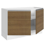 Bajo Mesada para Bacha 100% MDF 120 cm 2 Puertas (Sin Mesada y Bacha) Blanco/Marrón Acordes Madesa