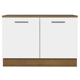 Bajo Mesada Cocina 120 cm 2 Puertas (Con Mesada) Marrón/Blanco Agata Madesa