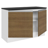 Bajo Mesada Cocina 100% MDF 120 cm 2 Puertas (Con Mesada) Blanco/Marrón Acordes Madesa