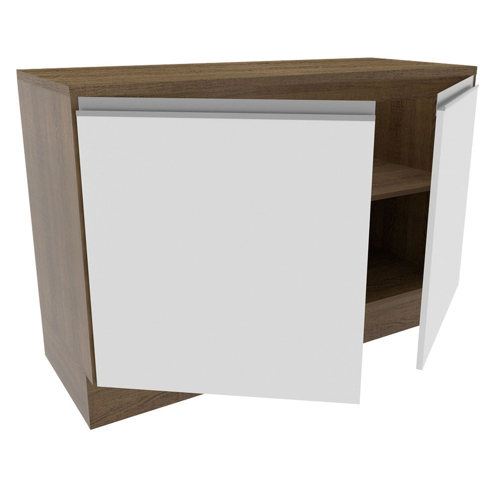 Bajo Mesada para Bacha 120 cm 2 Puertas (con Tapa) Glamy Marrón/Blanco