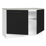 Bajo Mesada Cocina 120 cm 2 Puertas (Con Mesada) Blanco/Negro Agata Madesa
