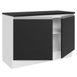 Bajo Mesada Cocina 100% MDF 120 cm 2 Puertas (Con Mesada) Blanco/Negro Acordes Madesa