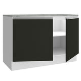 Bajo Mesada para Bacha 120 cm 2 Puertas (con Tapa) Glamy Blanco/Negro