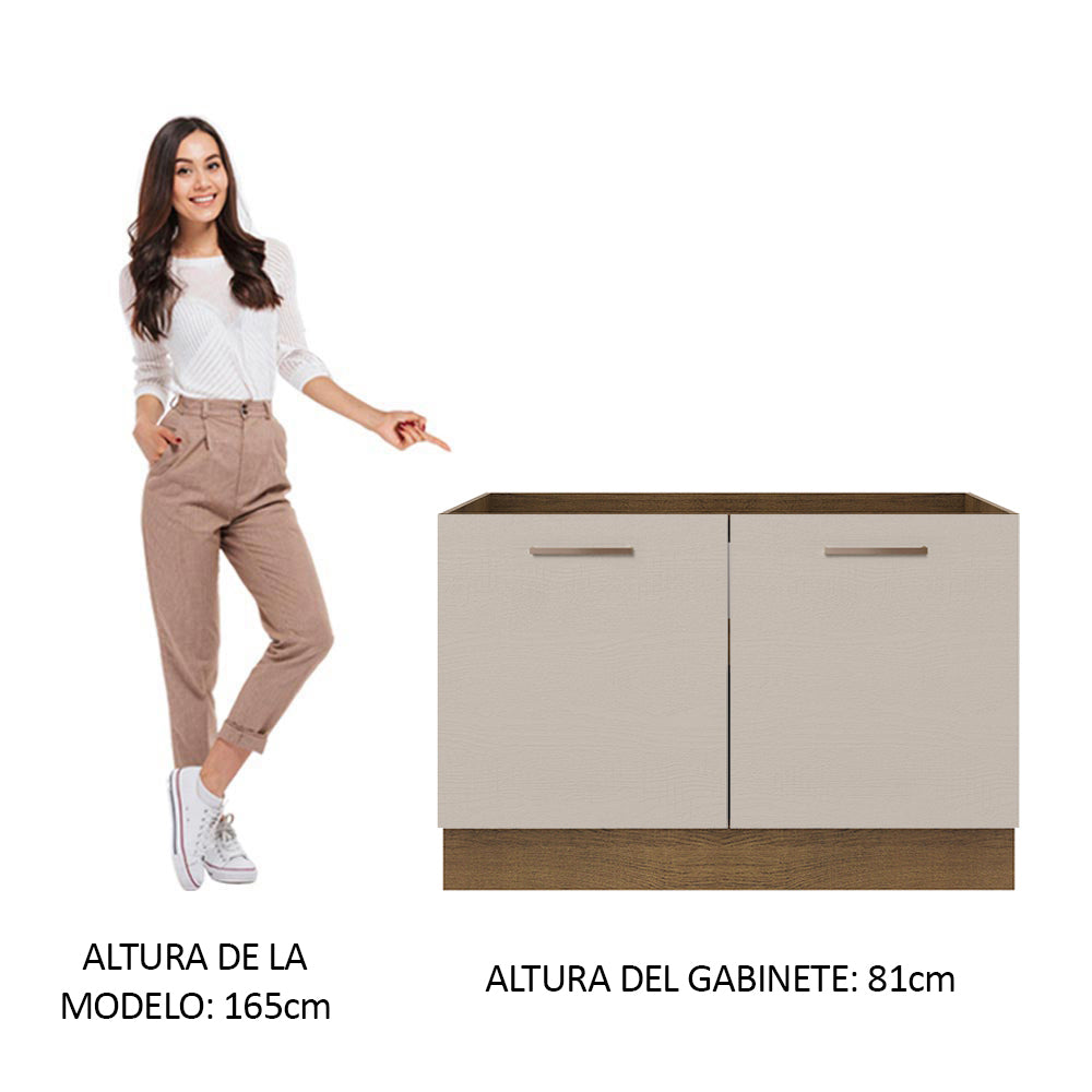 Bajo Mesada para Bacha 2 Puertas Agata Marrón/Crema