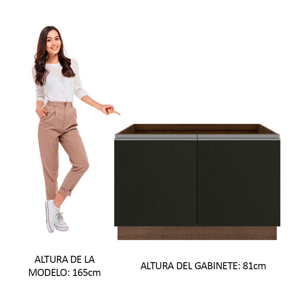 Bajo Mesada 120 cm 2 Puertas Sin Mesada Marrón/Negro Glamy Madesa