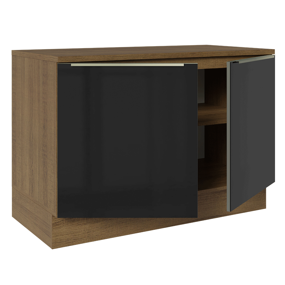 Bajo Mesada de Cocina 120 cm 2 Puetas (Con Mesada) Marrón/Negro Lux Madesa