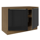 Bajo Mesada de Cocina 120 cm 2 Puetas (Con Mesada) Marrón/Negro Lux Madesa