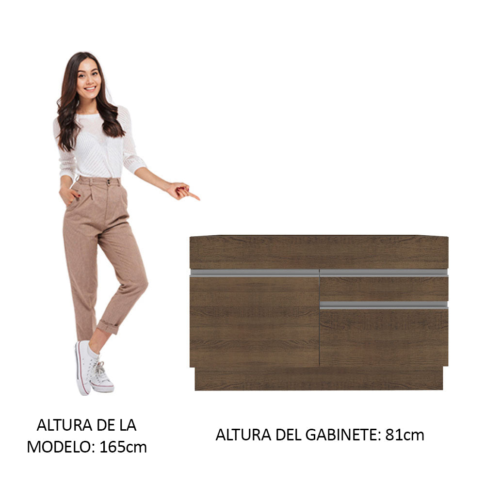 Bajo Mesada 120 x 52 cm 1 Puerta 2 Cajones Sin Mesada Marrón Glamy Madesa