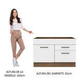 Bajo Mesada para Bacha 1 Puerta y 2 Cajones Marrón/Blanco Agata