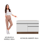Bajo Mesada 120 x 52 cm 1 Puerta 2 Cajones Sin Mesada Marrón/Blanco Glamy Madesa