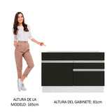Bajo Mesada de Bacha de acero inoxidable 120cm 1 Puerta 2 Cajones Blanco/Negro (Sin Tapa y Sin Bacha de acero inoxidable) Glamy