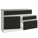 Bajo Mesada de Bacha de acero inoxidable 120cm 1 Puerta 2 Cajones Blanco/Negro (Con Tapa) Glamy