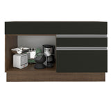 Bajo Mesada de Bacha de acero inoxidable 120cm 1 Puerta 2 Cajones Marrón/Negro (Sin Tapa y Sin Bacha de acero inoxidable) Glamy