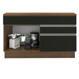 Bajo Mesada de Bacha de acero inoxidable 120cm 1 Puerta 2 Cajones Marrón/Negro (Con Tapa) Glamy