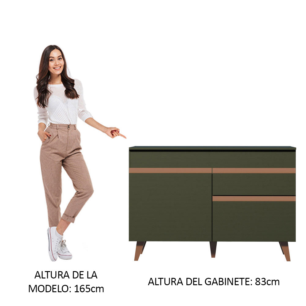 Bajo Mesada 120 cm 2 Puertas 1 Cajón con Patas Negro Reims Madesa