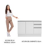 Bajo Mesada para Bacha 120 cm 3 Cajones 2 Puertas Glamy Blanco
