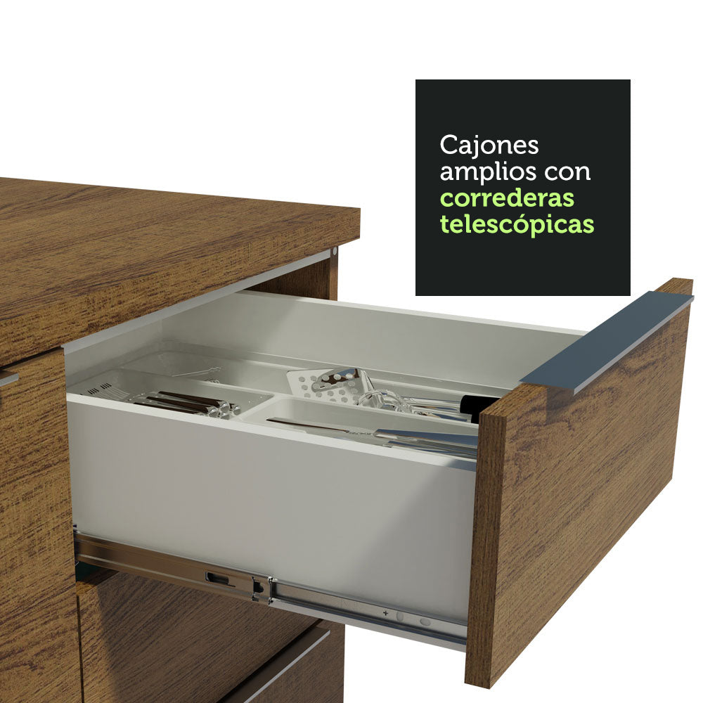 Bajo Mesada 120 cm 3 Cajones 2 Puertas Stella Marrón