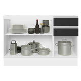Bajo Mesada para Bacha 100% MDF 120 cm 3 Puertas 2 Cajones Blanco/Negro Acordes Madesa