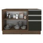 Bajo Mesada 120 x 52 cm 2 Puertas 3 Cajones Sin Mesada Marrón/Negro Glamy Madesa