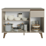 Bajo Mesada para Bacha 120 cm 3 Puertas 1 Cajón Con Patas Nice Crema