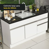 Bajo Mesada para Bacha 150 cm 2 Puertas y 2 Cajones (Sin Mesada) Glamy Blanco
