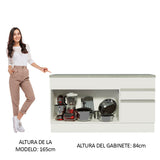 Bajo Mesada 2 Puertas 2 Cajones 150cm (Con Tapa) Blanco Glamy