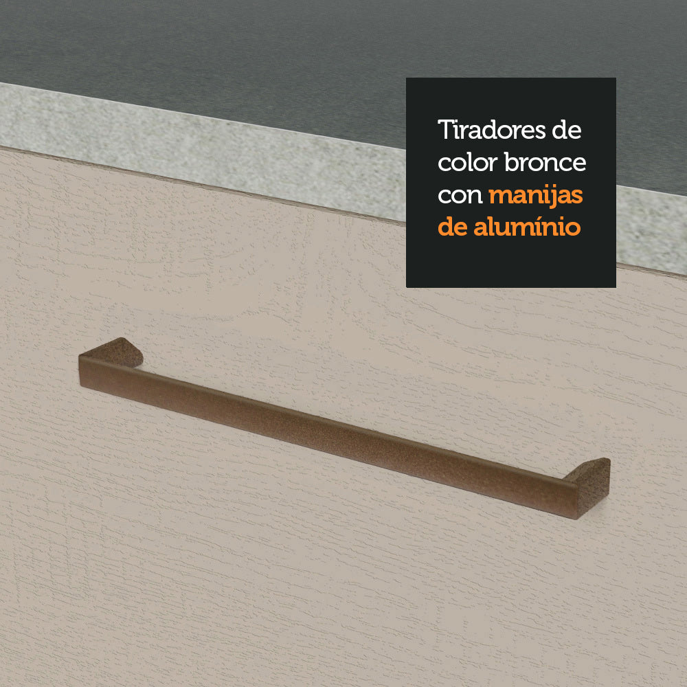 Bajo Mesada para Bacha 150 cm 2 Puertas y 2 Cajones (Con Tapa) Blanco/Crema Agata