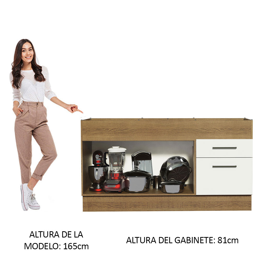 Bajo Mesada para Bacha Agata 150 cm 2 Puertas y 2 Cajones (Sin Tapa Ni Bacha) Marrón/Blanco