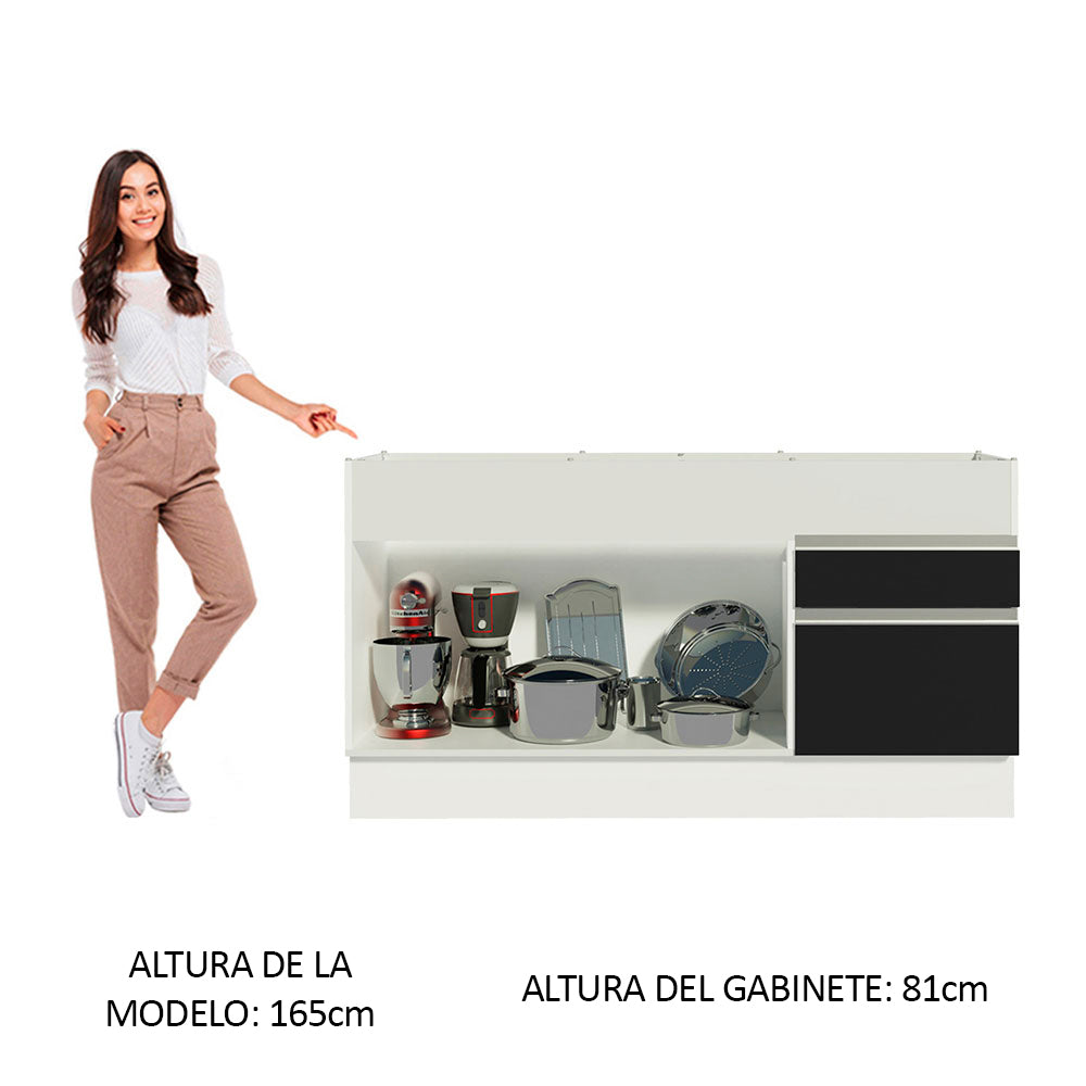 Bajo Mesada Cocina Madesa Glamy 150 cm 2 Puertas Blanco/Negro