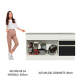 Bajo Mesada Cocina Madesa Glamy 150 cm 2 Puertas con Tapa Blanco/Negro