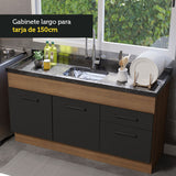 Bajo Mesada 150 cm 2 Cajones 2 Puertas Agata Marrón/Negro