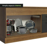 Bajo Mesada Cocina 150 cm 2 Puertas e 2 Cajones (Con Mesada) Marrón/Negro Agata Madesa
