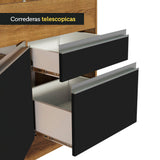 Bajo Mesada Cocina Madesa Glamy 150cm 2 Puertas sin Bacha Marrón/Negro