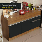Bajo Mesada 150 cm 2 Puertas 2 Cajones Marrón/Negro Glamy Madesa 01