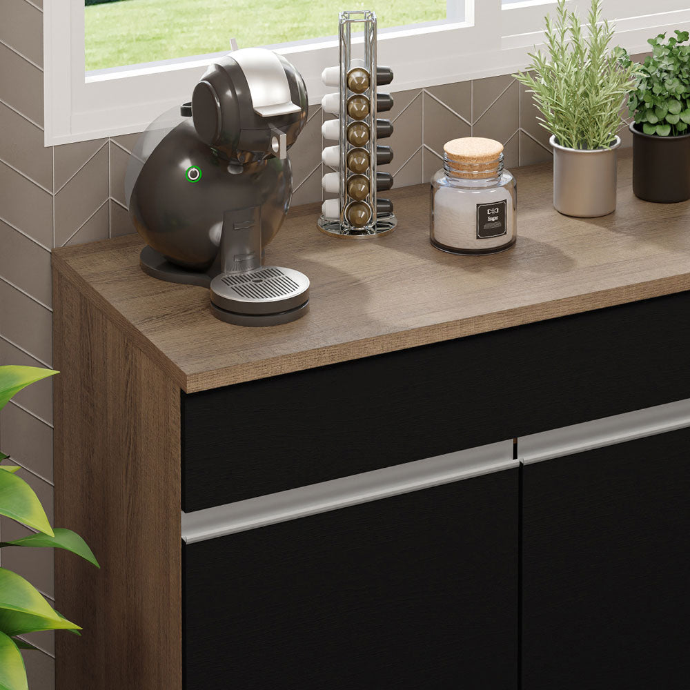 Bajo Mesada Cocina Madesa Glamy 150cm con Tapa Marrón/Negro
