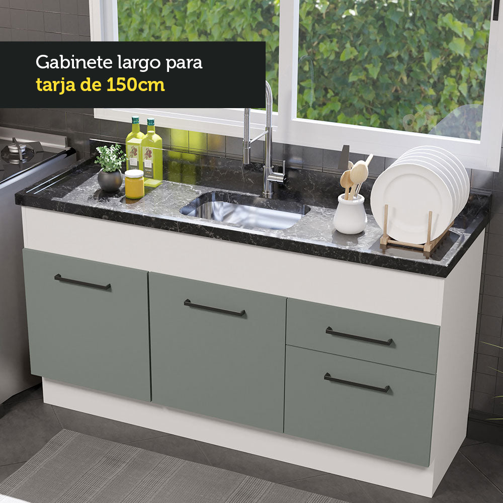 Bajo Mesada 150 cm 2 Cajones 2 Puertas Agata Blanco/Gris