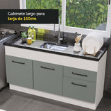 Bajo Mesada 150 cm 2 Cajones 2 Puertas Agata Blanco/Gris