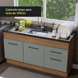 Bajo Mesada 150 cm 2 Cajones 2 Puertas Agata Marrón/Gris
