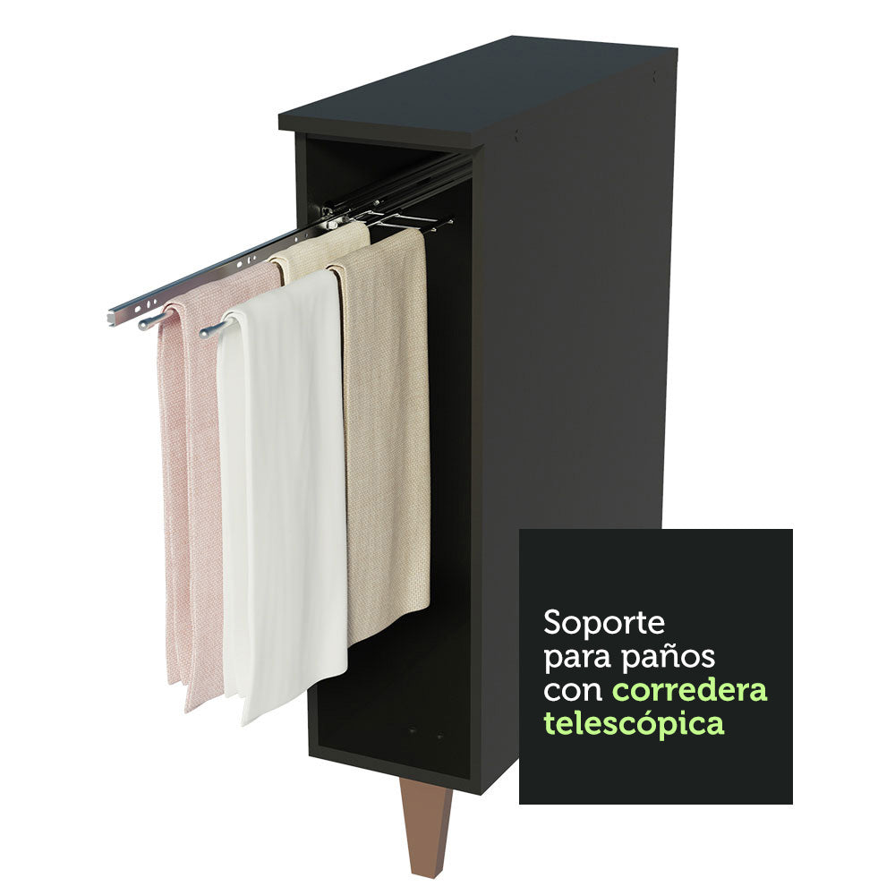Bajo Mesada Porta Repasador 20 cm con Patas Negro Reims Madesa
