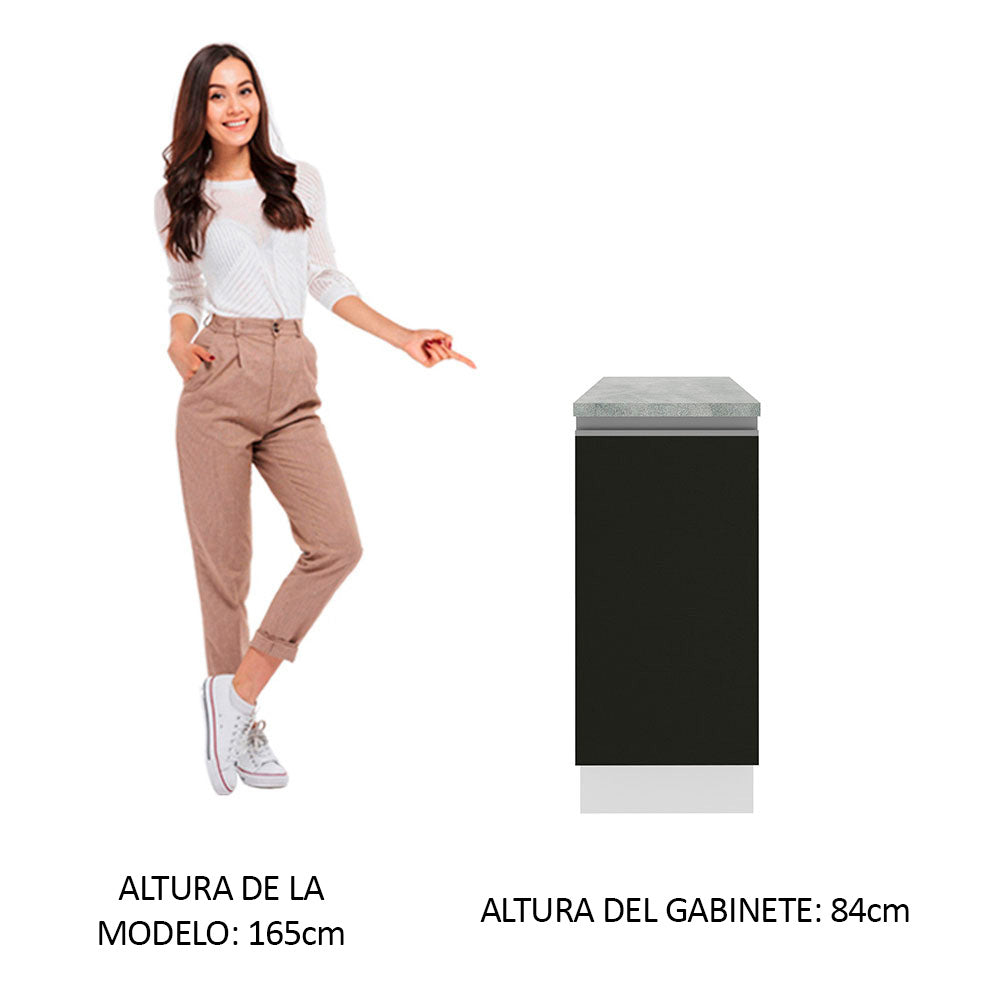 Bajo Mesada 35 cm 1 Puerta Blanco/Negro Glamy Madesa