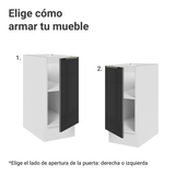 Bajo Mesada de Cocina 35 cm 1 Puerta (Sin Mesada) Blanco/Negro Lux Madesa
