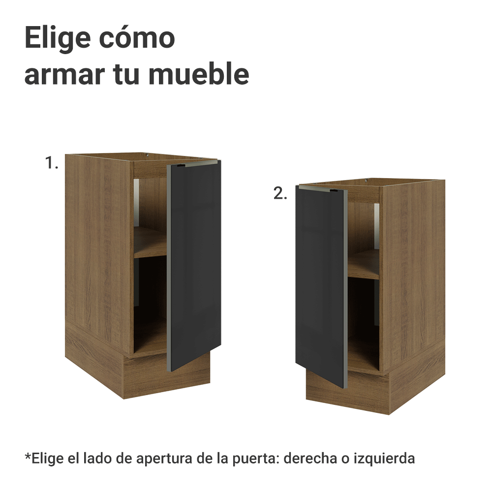 Bajo Mesada de Cocina 35 cm 1 Puerta (Sin Mesada) Marrón/Negro Lux Madesa