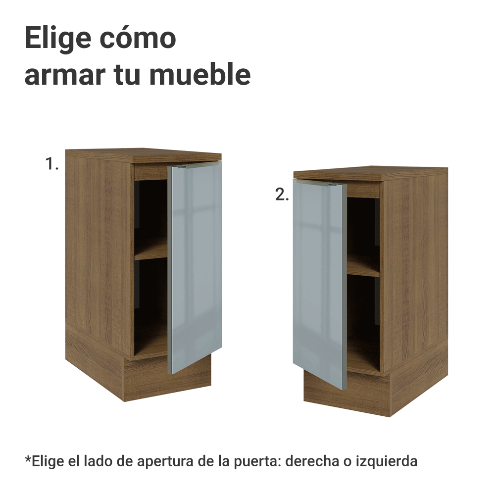 Bajo Mesada de Cocina 35 cm 1 Puerta (Con Mesada) Marrón/Gris Lux Madesa