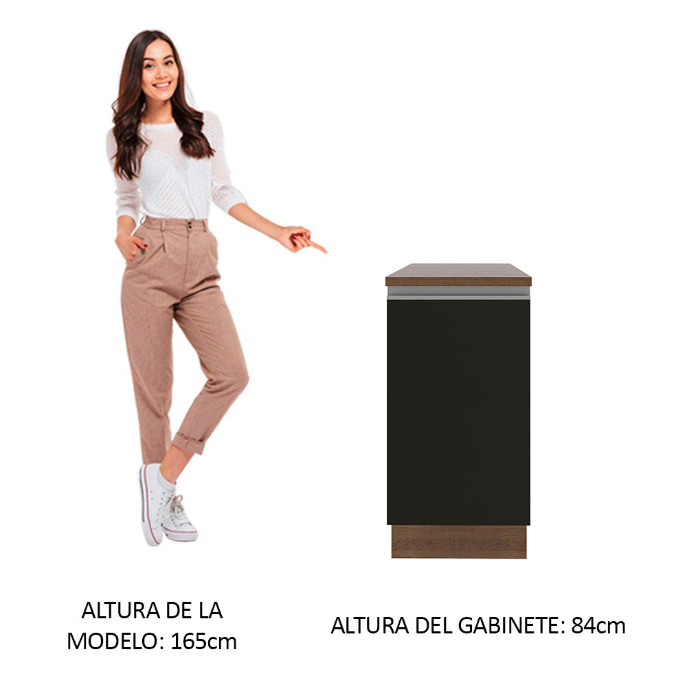 Bajo Mesada 40 cm 1 Puerta Glamy Marrón/Negro