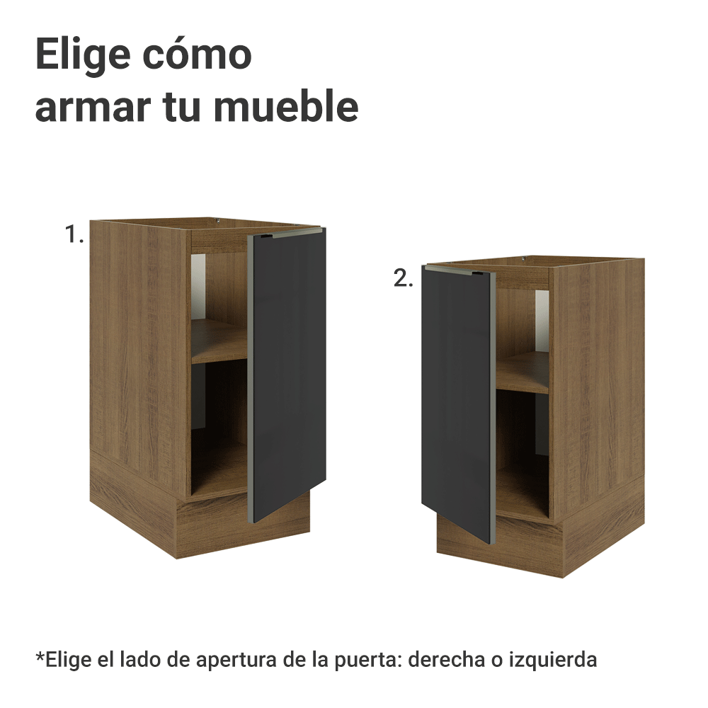 Bajo Mesada de Cocina 40 cm 1 Puerta (Sin Mesada) Marrón/Negro Lux Madesa