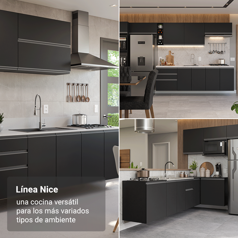 Bajo Mesada de Cocina 40 cm 1 Puerta Flotante Negro Nice Madesa