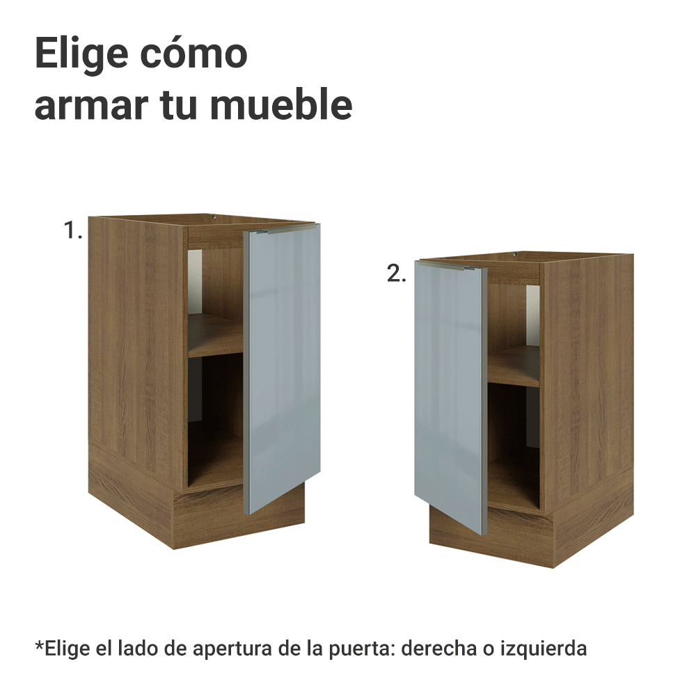 Bajo Mesada de Cocina 40 cm 1 Puerta (Sin Mesada) Marrón/Gris Lux Madesa