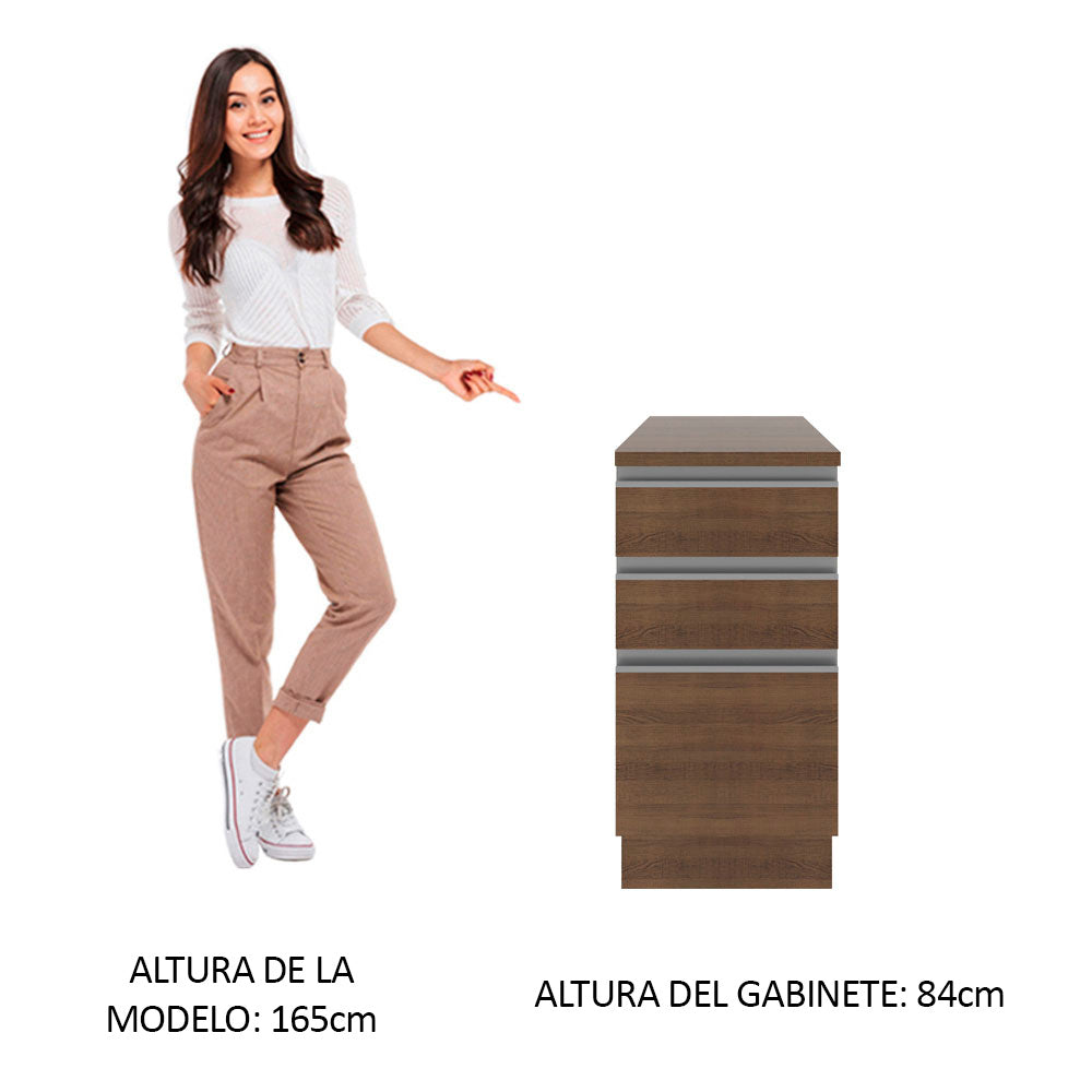 Bajo Mesada 40 cm 3 Cajones Glamy Marrón